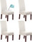 LINGKY Wildleder Esszimmer Stuhlhussen Esszimmerstuhl Schonbezug Samt Stuhlhussen Für Esszimmer, Wasserabweisend Soft Stretch Abnehmbare Stuhllehne Mit Hoher Rückenlehne (Elfenbein,Set of 4)