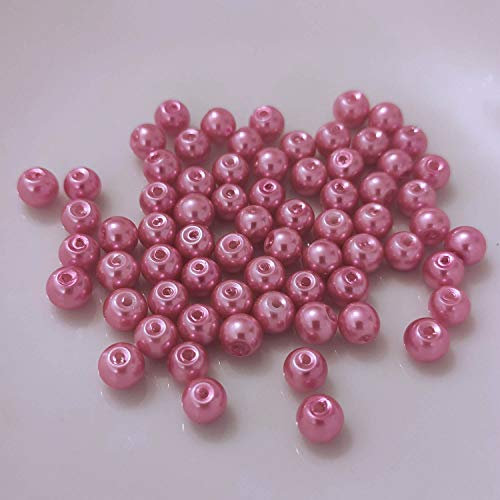 Kopper-24 (4 mm/Rosa) Glasperlen - Bastelperlen aus Glas rund - 30 Farben mit Loch Perlen zum Basteln auffädeln Armbänder Traumfänger bunt Set DIY mini kleine große Kinder Bastelperlen Schmuck