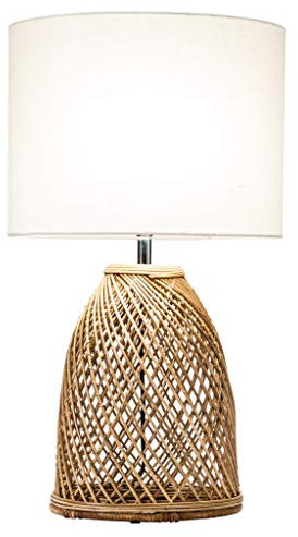 Fine Asianliving Tischlampe Wicker spann mit Jute Schirm D35xH54cm