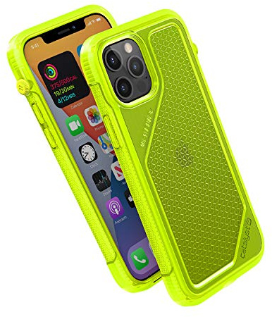 Vibe Series Case Designed for iPhone 12/12 Pro, Patented Rotating Mute Switch, 10ft Drop Proof, Compatible with MagSafe, Crux Accessories Attachment System - Neon Yellow