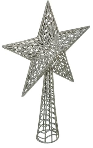FEERIC CHRISTMAS - Christbaumschmuck Baumspitze Stern Silber Glitzer H 38 cm
