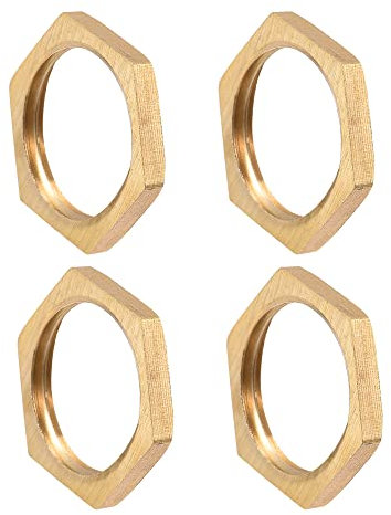 sourcing map G1/2 Lock Nut, Hex Brass Female Locknut for Plumbing 4pcs