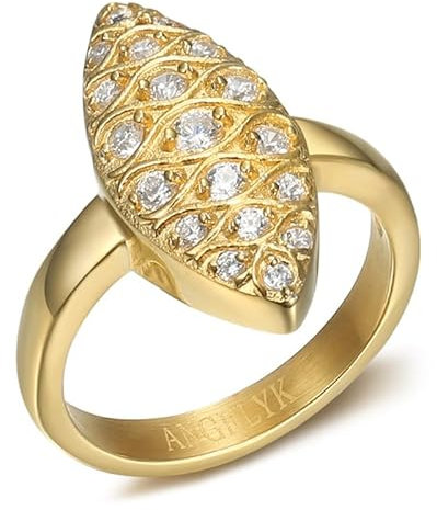 BOBIJOO Jewelry - Bague Marquise Femme Vintage 19 Zirconiums Acier Inoxydable Plaqué Doré Or - 60 (9 US)
