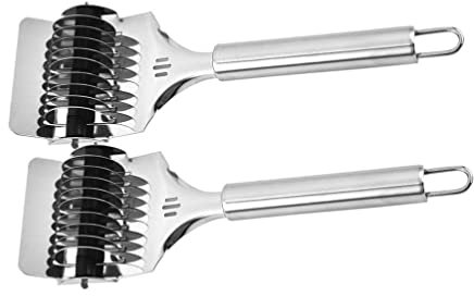 2 Stücke Pizza Gitterroller Edelstahl Teigschneider Pastry Lattice Roller Cutter Gitterwalze Gitterschneider Pizzaroller Pizzarad Küche Pizzaschneider Teig Gitter Torte Pasta Backen Gebäck Werkzeug
