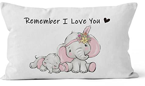 HIWX Dekorativer Kissenbezug mit süßem Elefanten-Motiv Remember I Love You, 30,5 x 50,8 cm