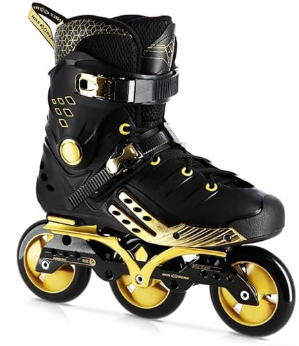 Nils Extreme Inliner für Herren und Damen - Inline Skates - ABEC9 Kugellager - Inliner Erwachsene - 85A Rollen - Rollerskates 38 - Schwarz und Gold - NA20006