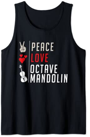 Peace Love Octave Mandolin Guitar Instrument Music Player Tank Top