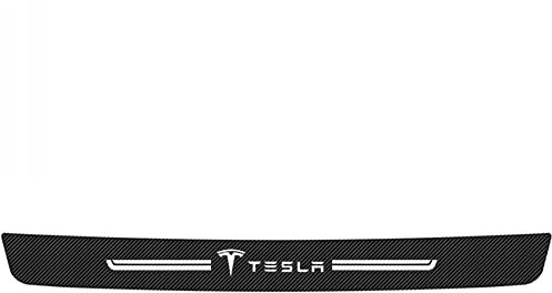 Mindabate 1-Pack Auto Carbon Fiber Heckstoßfänger Schutz Aufkleber für Tesla Logo Model 3 Y S ModelX Roadster Cybertruck Kratzfeste Aufkleber Tail Trim Styling Zubehör