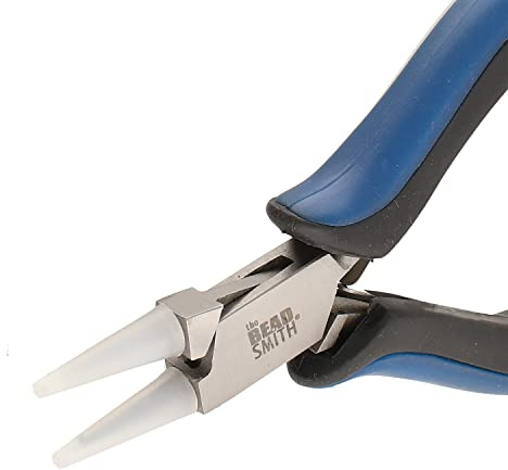 The Beadsmith Ergonomic Round Nose Nylon Jaw Pliers, 5 Inches (127mm) | Double Leaf Springs, Includes Replacement Heads, Jewelry Making Tool for Creating Bracelets, Earrings & Necklaces