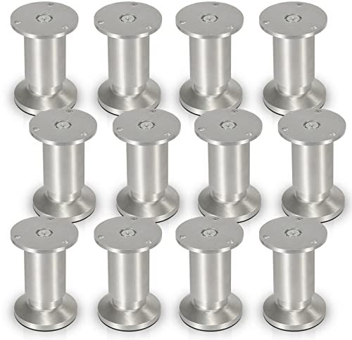 Randaco 12x Aluminium Möbelfüße Höhe 120mm, Möbelbeine Belastbar bis 250 Kg, Runde Tischfuß Sofafüße, für Möbel Küchenschränke