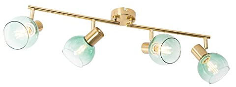 Qazqa Verstellbarer Deckenstrahler, Deckenspot - Vidro - Grün, max. 25W, Geeignet für LED, 77cm, 4-flammig, Ideal als Wohnzimmerlampe, Küche lampe und