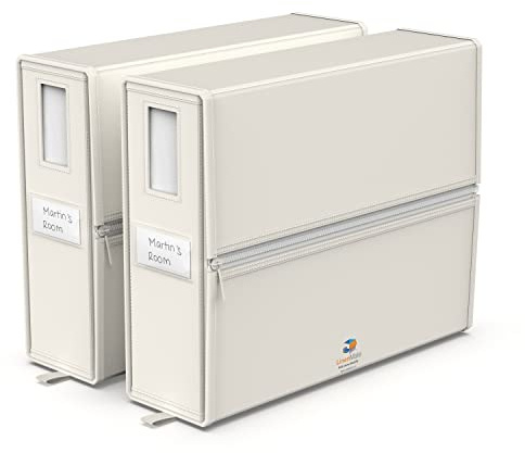 LINENMATE Twin/Full Size (Ivory 2-Pack) - The Original 2-Pack Linen Storage Container with Sheet-Folding Assisted Panels | Bed Sheets | Duvet Covers | Pillowcases | Towels
