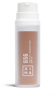 3INA MAKEUP - The 3 in 1 Foundation 656 - dunkles Gold Foundation 3 in 1 mit Unterton Gelb - Grundierung Concealer & Foundation - Foundation mit SPF15 & Vitamin C - Vegan - Cruelty Free