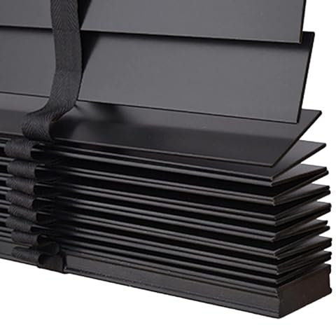 Jalousien Aus Holz Schwarz,Jalousette 45cm 50cm 60cm 70cm 80cm 90cm 100cm 110cm 120cm Breite Horizontal Jalousie,Massivholz Jalousetten Innen Außen,Verdunkelung/Sichtschutz,W×H-80x200cm/31.5x79in