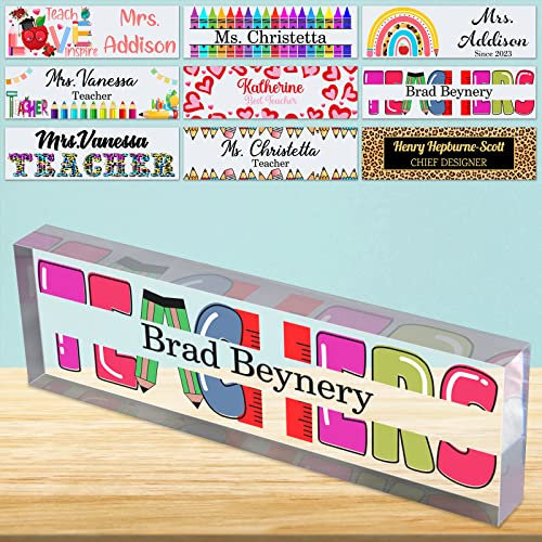 Placa de escritorio con nombre personalizada para profesores Placa acrílica personalizada con nombre en bloque para oficina Placa de escritorio personalizada-Diseño 10