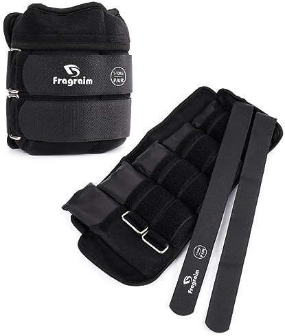 Fragraim Gewichtsmanschetten, Verstellbares Gewichte für Beine und Arme, 0,8 kg-4 kg (pro Knöchel)/1,6 kg-8 kg (pro Paar), (2er Packungen), Handgelenk Gewichte, Knöchelgewicht - Schwarz