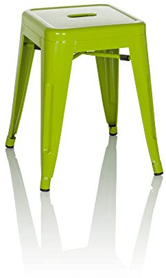 hjh OFFICE Metall Hocker VANTAGGIO Grün Sitzhocker im Industry-Design, stapelbar, niedrig, 645072