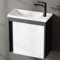 Planetmöbel Badmöbel Set 2-teilig Waschbecken mit Unterschrank 50 x 48,3 x 24,8 cm grau matt/weiß Hochglanz, Waschbeckenunterschrank mit Einsatz-Waschbecken weiß