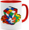 OM3® Magic Cube Kaffee-Tasse Puzzle Game Nerd Retro I - Keramik Becher - 11oz 325ml - Beidseitig Bedruckt - Rot