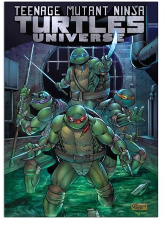 Displate Offiziell Teenage Mutant Ninja Turtles MetallPoster Magnetische Befestigung Inklusive Lizenziert Bilder Hochwertiges Poster Teenage Mutant Ninja Turtles Universe Cover 45 cm x 32 cm