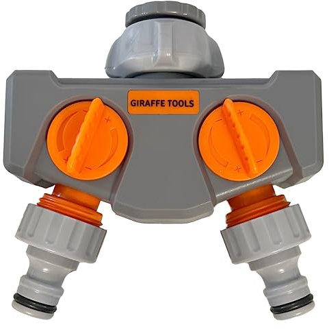Giraffe Tools 2 Way Garden Hose Splitter, Twin-Tap Connector with Independent Flow Valve
