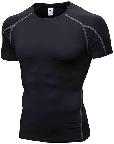 POIHIDE Men's Compression Shirts Short Sleeve Workout Gym T-Shirt Running Tops Quick Dry Sports Base Layer Athletic Undershirts