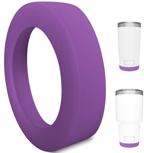 Silicone Boot Sleeve for YETI Tumbler 20oz 30 oz - Safer Bottom Protection and Less Noise for Coffee Mug Cup 30 oz 20 oz Accessories - Dark Purple, Dishwasher Safe