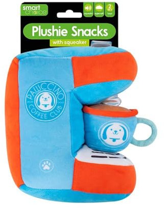 YöL Blue & Orange Soft Plush Coffee Machine With Mug Dog Toy Squeaker Pet Puppy Interactive Play