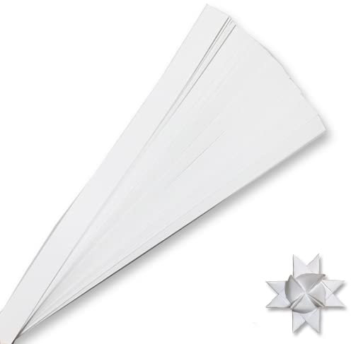 Weiße Papierstreifen für Webprojekte (einfarbige Packungen) Papierstreifen für Fröbelsterne, deutsche Sterne und Fröbelsterne, 50 Streifen pro Packung (Weiß, 1,9 x 48,3 cm)