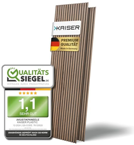 Kaiser plastic® Akustikpaneele | Farbe: Walnuss | Wandpaneele in verschiedenen Formaten | Lamellenwand aus Holzfunier und Filz | moderne Wandverkleidung (240 x 40 cm - 4 Stk.)