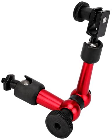 Artillery Magnetischer Basishalter, Verstellbarer Legierung Messuhr Halterung,Kleine Universal M5 Messuhrständer Werkzeughalter 11 x 6.3cm für Digitale Messuhren (Rot)