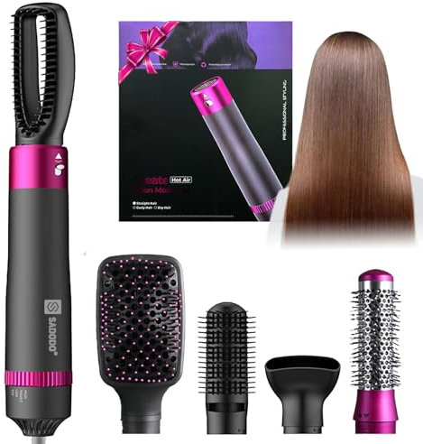 Sadodo Hair Dryer Brush Set, Hot Air Brush Comb Gift for Drying,Volumizing,Straightening,Dual Negative Ion Hot Air Styling Brush,5 in 1 Hair Dryer Styler,1200W,Valentine Gift
