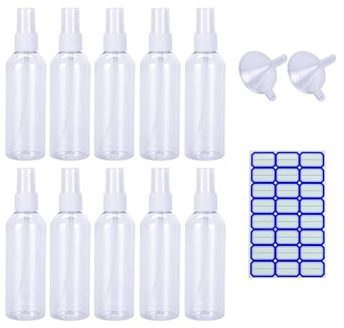 10pcs 100ml Clear Spray Bottles - Small Travel Atomiser for Toiletries