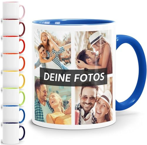 SpecialMe® Tasse personalisiert Fotocollage Fototasse mit bis zu 5 Fotos persönliches Geschenk Kaffeetasse mit Bild selbst gestalten weiß-innen-royal standard