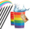 Buntstifte Regenbogen & Trinkbecher Regenbogen je 8 Stk - Das perfekte Mitbringsel für jeden Kindergeburtstag für Mädchen & Jungs