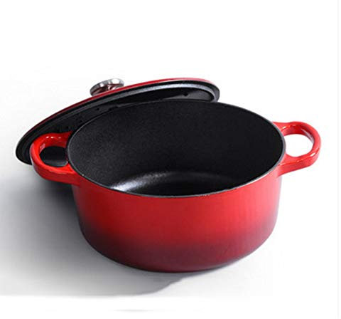 Pentola in ghisa smaltata per uso domestico da 24 cm Pentola antiaderente per stufato Pentola a base piatta addensata per piano cottura a induzione