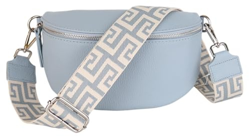 MIRROSI® Bauchtasche Damen, Echtleder, Made in Italy, Umhängetasche, Brusttasche, Crossbody Bag (1 Tasche & 2 Gurte)