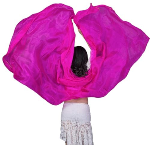 Bauchtanz Schleier Seide, Performance-Tanz, einfarbig, helle Textur, Schleierschals, Damenschal, Kostüme, Zubehör, Bauchtanzschleier, 250 cm x 110 cm. Bauchtanz Schleier Halbrund ( Color : Fuchsia )
