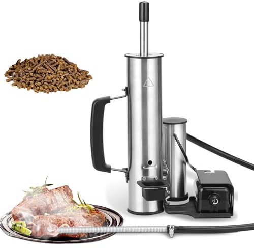 Pellet-Räucherrohr aus Edelstahl - Tragbarer elektrischer Rauchgenerator mit Luftpumpe, Heiß- & Kaltraucherzubehör