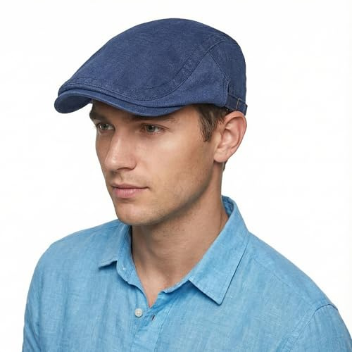 BUDUBIBI Baumwolle Baskenmütze Flatcap Herren Sommer Schirmmütze Newsboy Cap - Schiebermütze Herren Sommer Hut Verstellbare Cabbie barett Cap
