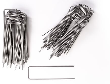 (100 Stück) Erdanker aus Stahl Unverzinkt - 250 mm Lang, 70 mm Breit, Ø 4 mm - Bodenanker für Unkrautvlies, Kunstrasen, Garten - Erdnägel Heringe Stabil
