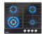 Baridi 60cm Gas on Glass Hob with 4 Burners, Cast Iron Pan Supports and Auto Ignition, 8kW, Black Glass - DH226