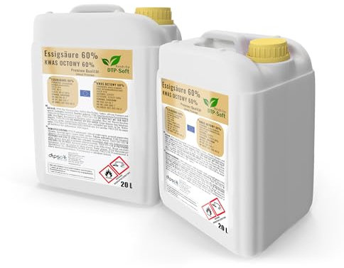 40 l d'acide acétique 60% - essence de vinaigre de qualité supérieure 2x 20 litres | acide acétique 40l 60%