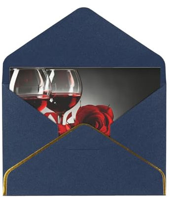 Rote Rose und Wein, romantische Liebeskarten und Umschläge. Geburtstagskarten, Weihnachtskarten, Halloween, Dankesbriefe, Ermutigungskarten