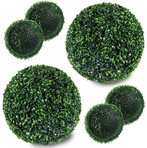 Ogrmar 2 PCS 13.7 inch 2 Layers Artificial Plant Topiary Ball Faux Boxwood Decorative Balls for Backyard, Balcony,Garden, Wedding and Home Décor (13.7 Inch)