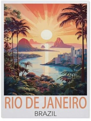 1000 Puzzles Für Erwachsene,Rio De Janeiro Brasilien Vintage-Reise-Poster,Freizeit Unterhaltung Kinder Spielzeug Zuhause Dekoration Art(50x70cm)-AH38