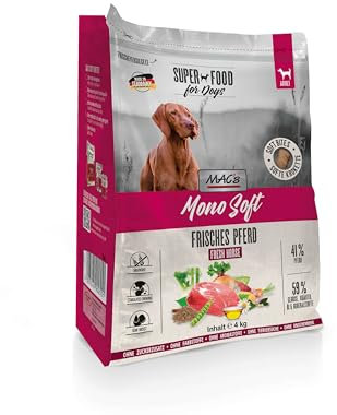 Mac's Halbfeuchtes Hundefutter, weiche Textur, hoher Fleischgehalt, verschiedene Geschmacksrichtungen, 4 kg, Pferd