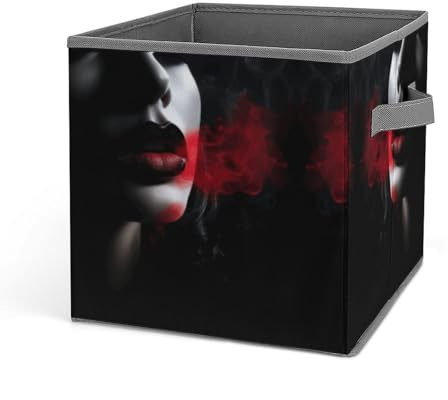 YTDRZ Storage Bins Stackable Storage Bins Folding Storage Bins Storage Boxes Foldable Fabric Bins Spit Out Red Smokeprinted Clothes Blanket Box for Home Office Closet