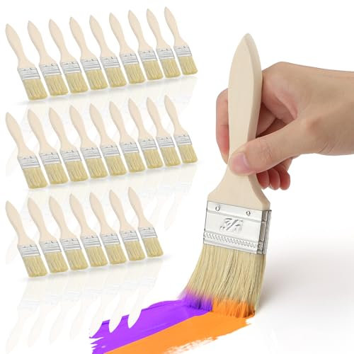 25 Stück 35mm Pinsel Malerpinsel Set Flachpinsel Lasurpinsel Breit Lack Pinsel Holzpinsel Farbpinsel für Farben, Lack, Malerbedarf, Streichen, Beizen, Klebstoffe, Holzöl, DIY