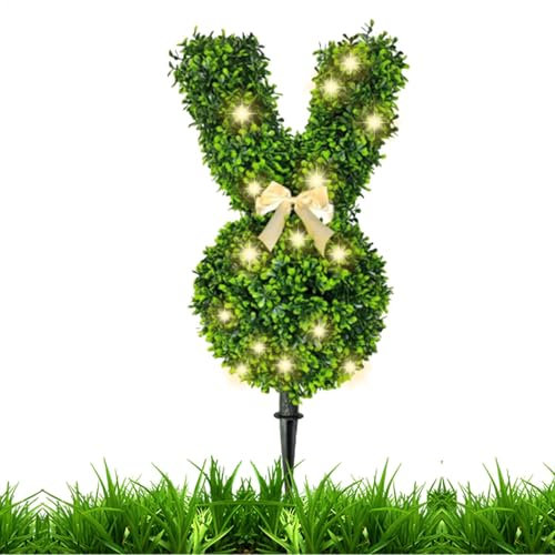 Bunny Topiary Outdoor Künstlicher Häschen Formschnitt Baum Topf Grün Ostern Formschnitt Baum Topf Ostern Kaninchen Buchsbaum Formschnitt Pflanze Faux Buchsbaum Busch Pflanzen